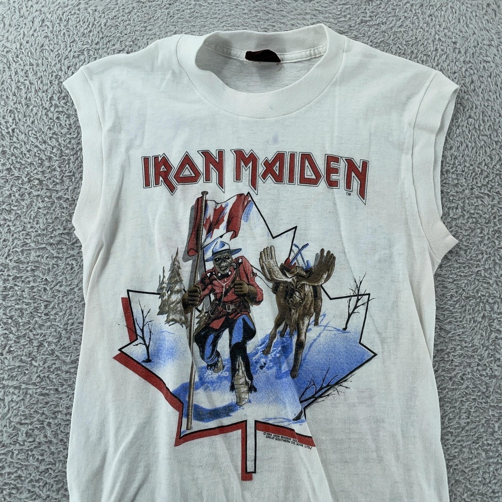 Vintage 1984 Iron Maiden Concert Muscle T-Shirt XXXS‎ Canadian Slavery Tour 80s